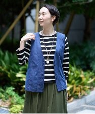 NGDJB21290 GIANNI LO GIUDICE(ジャンニ ロ ジュディチェ) [洗える]ビヨンドデニムＶネックジレ ネイビー