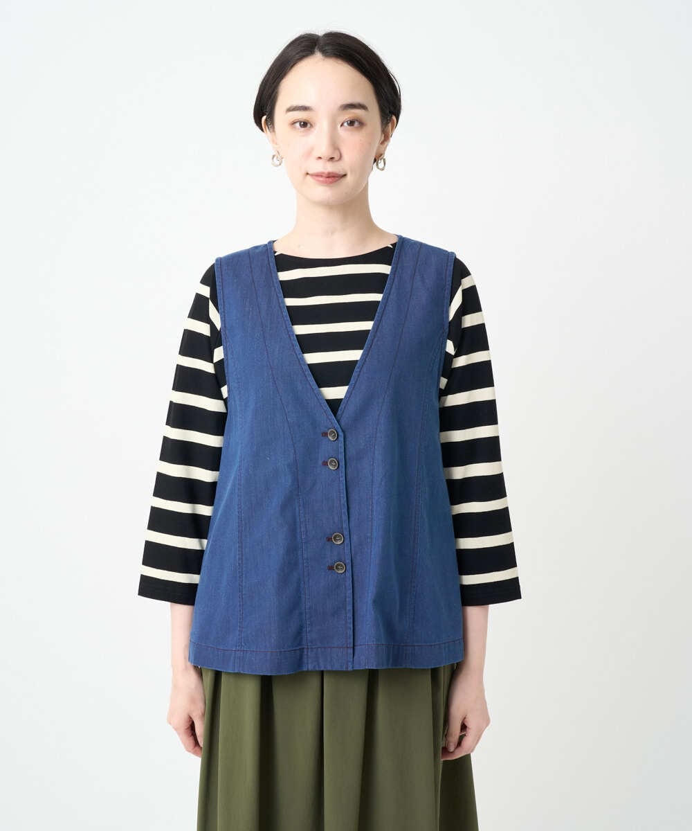 NGDJB21290 GIANNI LO GIUDICE(ジャンニ ロ ジュディチェ) [接触冷感・洗える]ビヨンドデニムＶネックジレ ネイビー