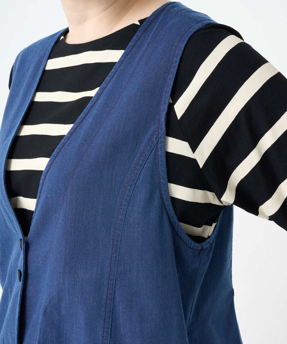 NGDJB21290 GIANNI LO GIUDICE(ジャンニ ロ ジュディチェ) [接触冷感・洗える]ビヨンドデニムＶネックジレ ネイビー