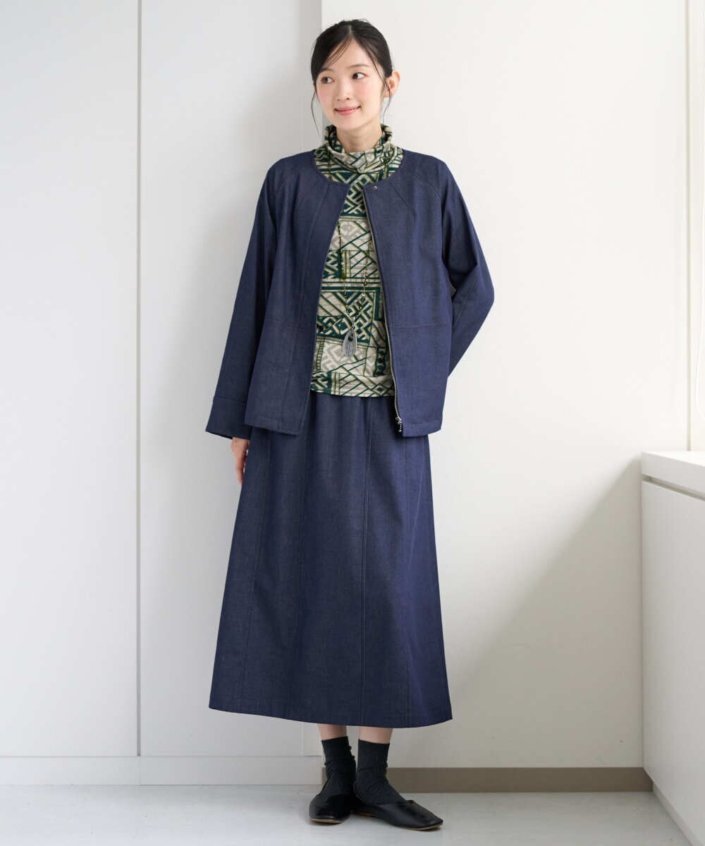 NGDJD14390 GIANNI LO GIUDICE(ジャンニ ロ ジュディチェ) [洗える]デニムライクシャンブレージャケット ネイビー