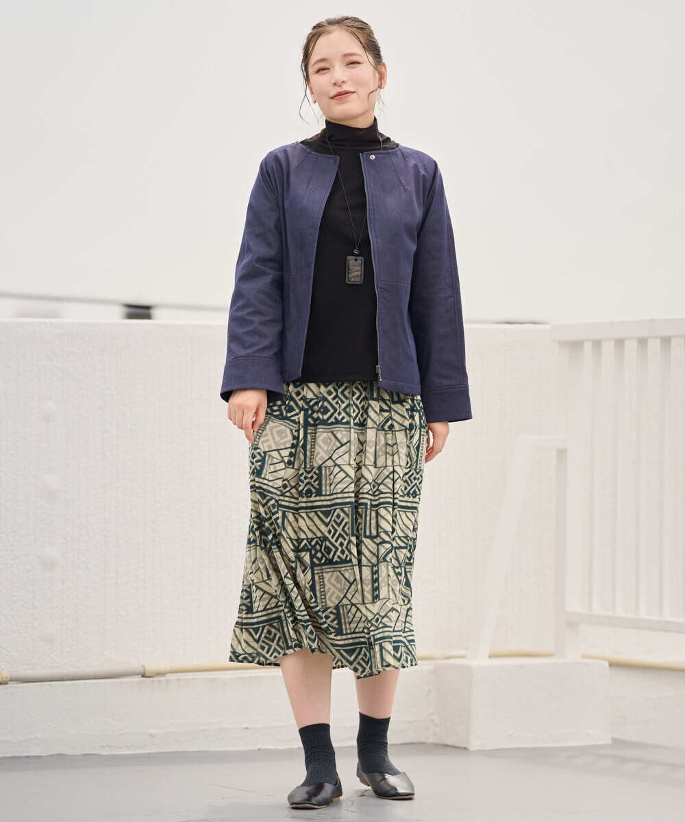 NGDJD14390 GIANNI LO GIUDICE(ジャンニ ロ ジュディチェ) [洗える]デニムライクシャンブレージャケット ネイビー