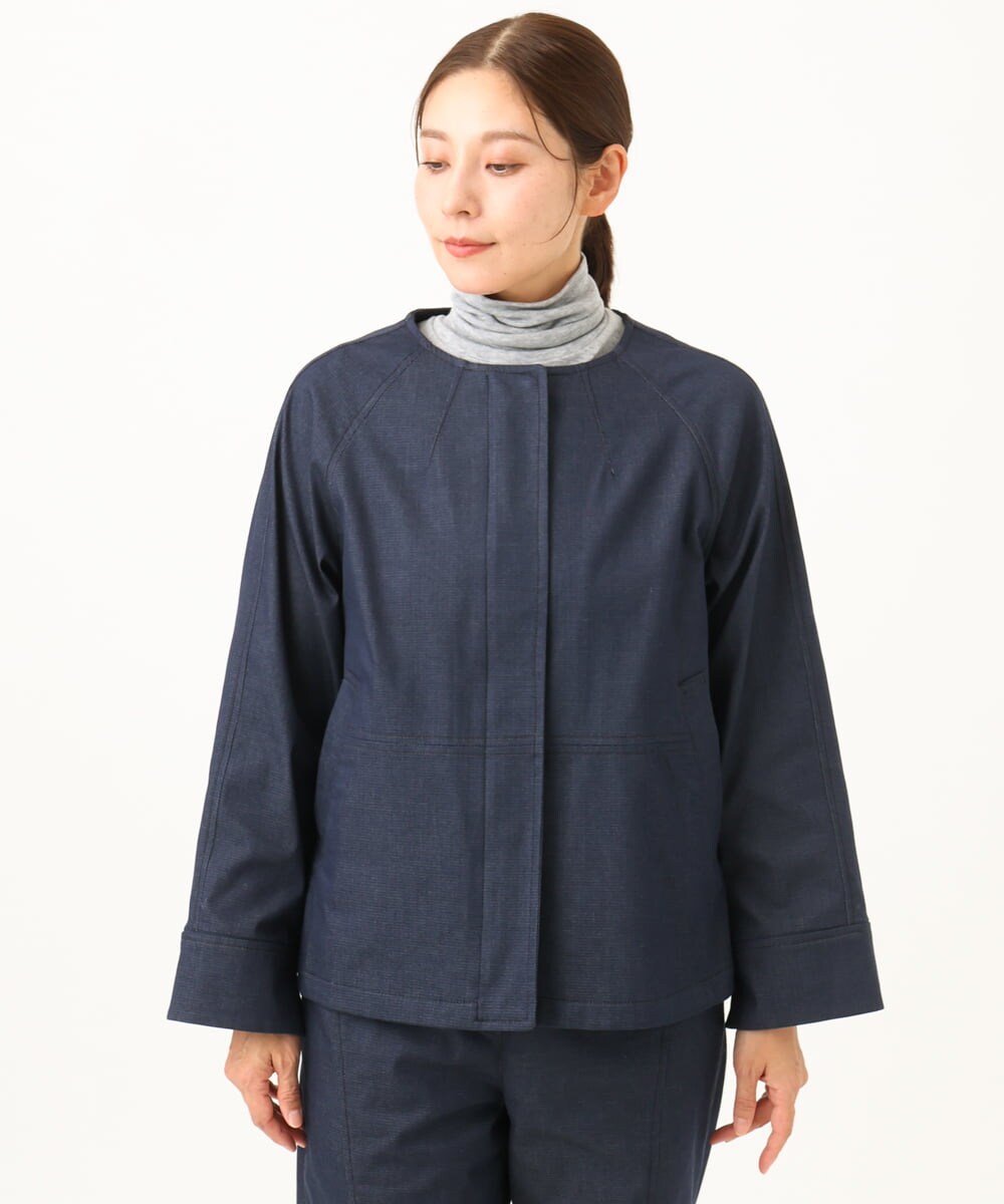 NGDJD14390 GIANNI LO GIUDICE(ジャンニ ロ ジュディチェ) [洗える]デニムライクシャンブレージャケット ネイビー