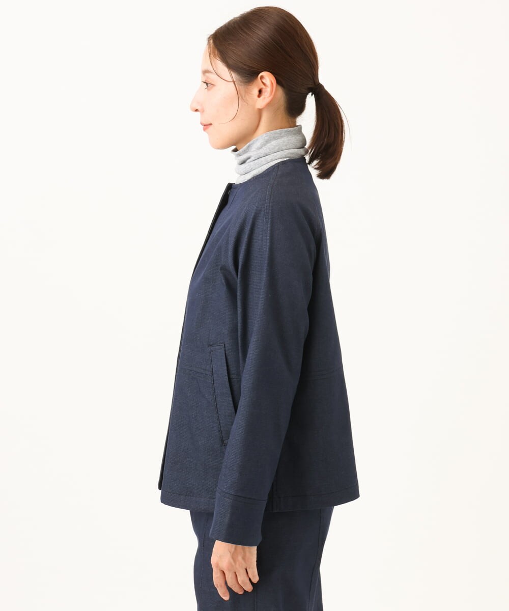 NGDJD14390 GIANNI LO GIUDICE(ジャンニ ロ ジュディチェ) [洗える]デニムライクシャンブレージャケット ネイビー