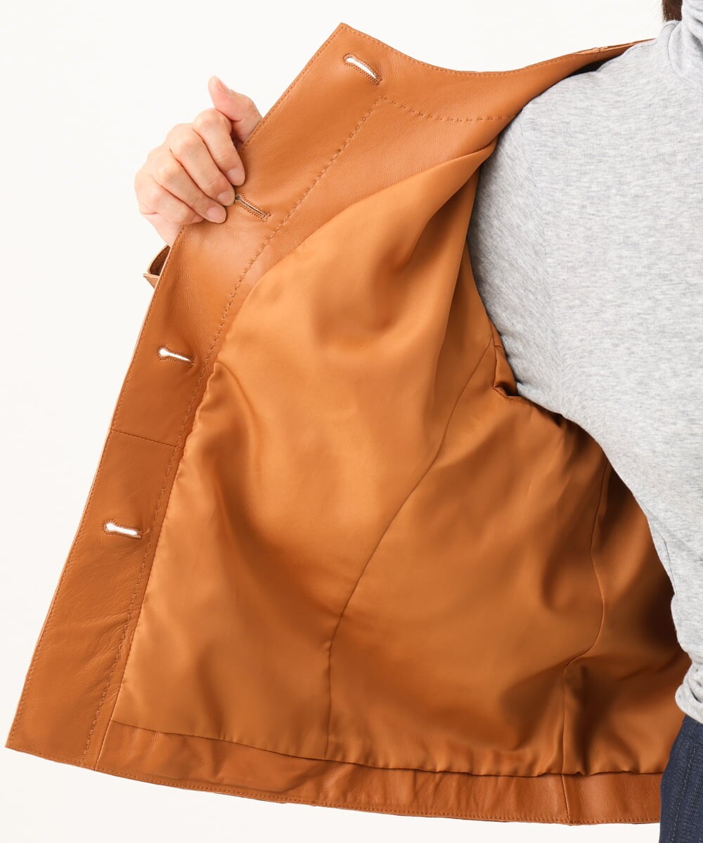 NGDJD15790 GIANNI LO GIUDICE(ジャンニ ロ ジュディチェ) シープレザージャケット オランジュ