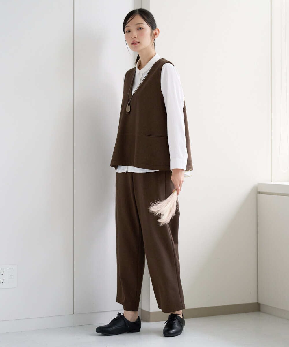 NGDJD18250 GIANNI LO GIUDICE(ジャンニ ロ ジュディチェ) [洗える・日本製]アルガンギャバベスト ブラウン