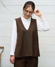 NGDJD18250 GIANNI LO GIUDICE(ジャンニ ロ ジュディチェ) [洗える・日本製]アルガンギャバベスト ブラウン