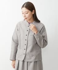 NGDJS20390 GIANNI LO GIUDICE(ジャンニ ロ ジュディチェ) [洗える]ステッチドビーショート丈ジャケット グレー