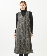 NGEAB50540 GIANNI LO GIUDICE(ジャンニ ロ ジュディチェ) [洗える]ウール混ボイルリボンプリントジャンパースカート ブラック