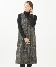 NGEAB50540 GIANNI LO GIUDICE(ジャンニ ロ ジュディチェ) [洗える]ウール混ボイルリボンプリントジャンパースカート ブラック