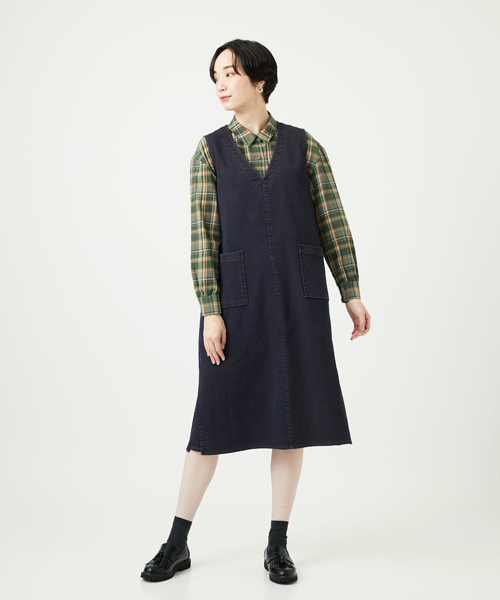 NGEAE12390 GIANNI LO GIUDICE(ジャンニ ロ ジュディチェ) [洗える]デニムカラーリバーワンピース オレンジ