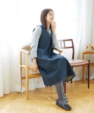 NGEAE12390 GIANNI LO GIUDICE(ジャンニ ロ ジュディチェ) [洗える]デニムカラーリバーワンピース グリーン