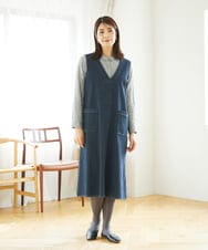 NGEAE12390 GIANNI LO GIUDICE(ジャンニ ロ ジュディチェ) [洗える]デニムカラーリバーワンピース グリーン