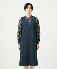 NGEAE12390 GIANNI LO GIUDICE(ジャンニ ロ ジュディチェ) [洗える]デニムカラーリバーワンピース グリーン