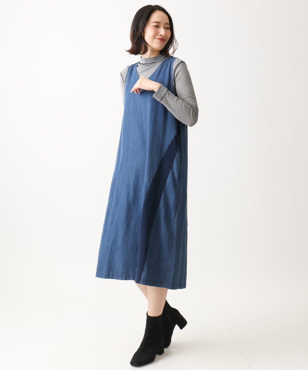 NGEEA32290 GIANNI LO GIUDICE(ジャンニ ロ ジュディチェ) [洗える]フリクションデニムジャンパースカート ネイビー