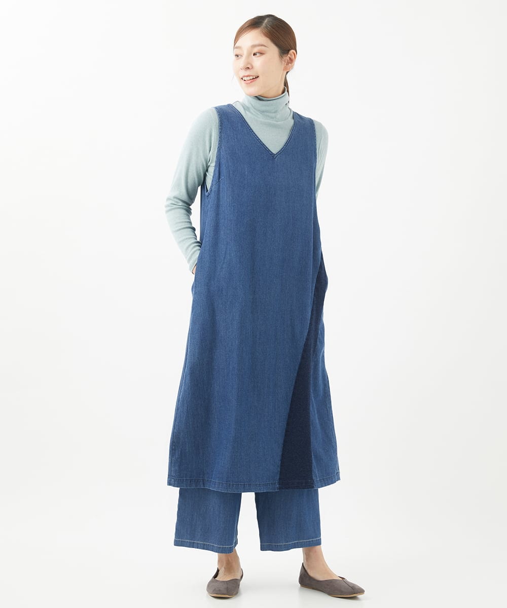 NGEEA32290 GIANNI LO GIUDICE(ジャンニ ロ ジュディチェ) [洗える]フリクションデニムジャンパースカート ネイビー