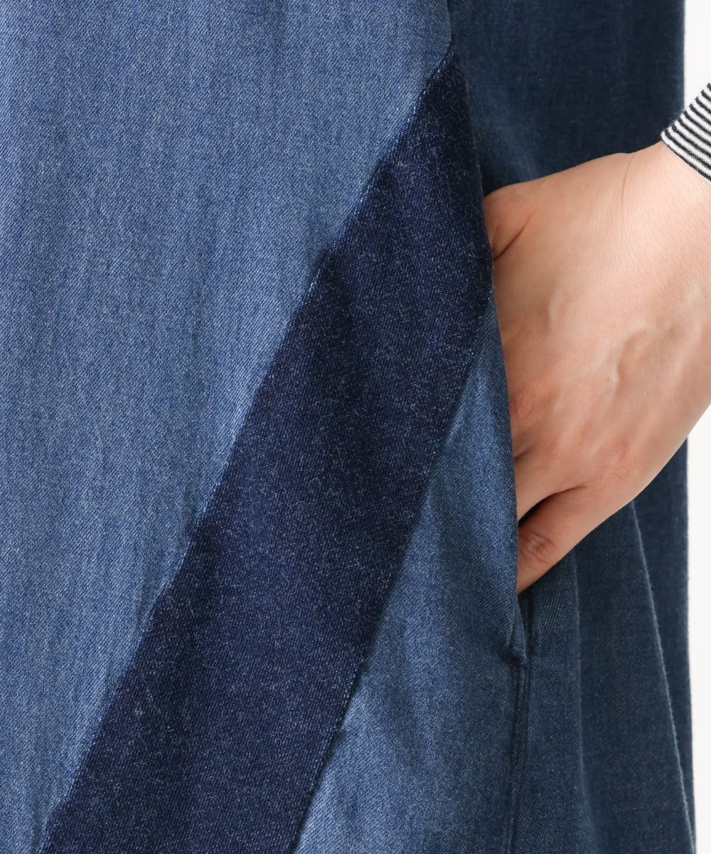 NGEEA32290 GIANNI LO GIUDICE(ジャンニ ロ ジュディチェ) [洗える]フリクションデニムジャンパースカート ネイビー