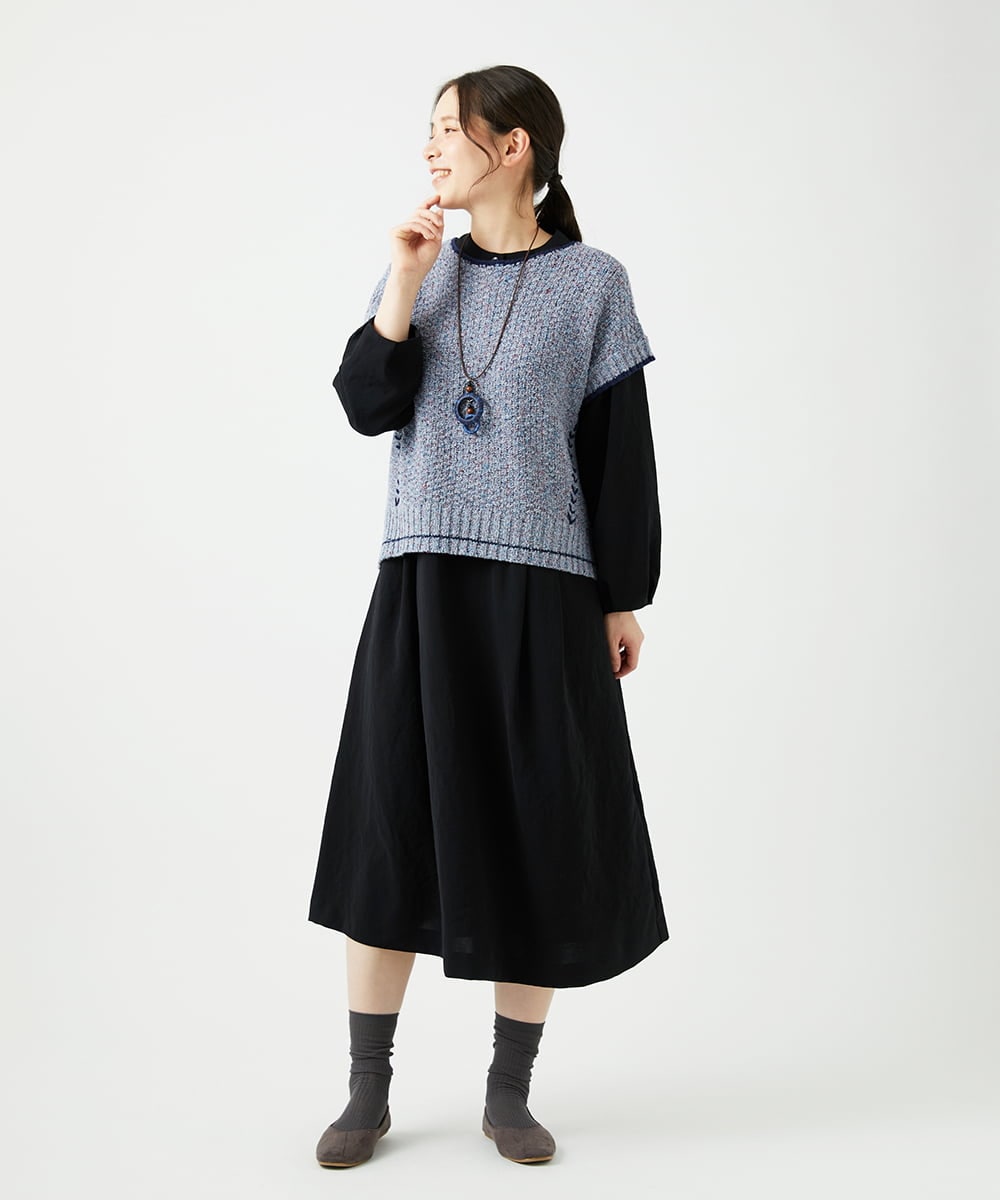 NGEEF05450 GIANNI LO GIUDICE(ジャンニ ロ ジュディチェ) [日本製]ヴィンテージタンブラーワンピース ブラック