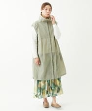 NGEEW20490 GIANNI LO GIUDICE(ジャンニ ロ ジュディチェ) [洗える・日本製]クレイペーパーナイロンロングベスト カーキクレイ