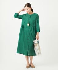 NGEGA22490 GIANNI LO GIUDICE(ジャンニ ロ ジュディチェ) [洗える]小付き柄ワンピース グリーン