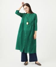 NGEGA22490 GIANNI LO GIUDICE(ジャンニ ロ ジュディチェ) [洗える]小付き柄ワンピース グリーン