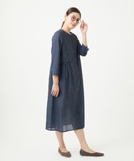NGEGA22490 GIANNI LO GIUDICE(ジャンニ ロ ジュディチェ) [洗える]小付き柄ワンピース ネイビー
