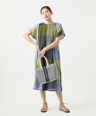 NGEGA40490 GIANNI LO GIUDICE(ジャンニ ロ ジュディチェ) [洗える・日本製]コットンレーヨンランダムチェックワンピース グリーン