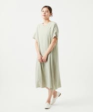 NGEGC42360 GIANNI LO GIUDICE(ジャンニ ロ ジュディチェ) [洗える・リバーシブル]ポリエステルレーヨンプレーンウェーブワンピース スモーキーグリーン