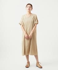 NGEGC42360 GIANNI LO GIUDICE(ジャンニ ロ ジュディチェ) [洗える・リバーシブル]ポリエステルレーヨンプレーンウェーブワンピース スモーキーグリーン