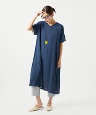 NGEGC42360 GIANNI LO GIUDICE(ジャンニ ロ ジュディチェ) [洗える・リバーシブル]ポリエステルレーヨンプレーンウェーブワンピース ネイビー