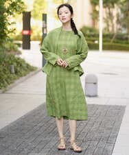 NGEGE53490 GIANNI LO GIUDICE(ジャンニ ロ ジュディチェ) [洗える]シャドーチェックワンピース グリーン