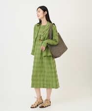 NGEGE53490 GIANNI LO GIUDICE(ジャンニ ロ ジュディチェ) [洗える]シャドーチェックワンピース グリーン