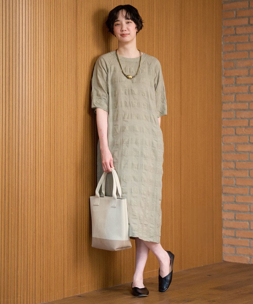 NGEGE53490 GIANNI LO GIUDICE(ジャンニ ロ ジュディチェ) [洗える]シャドーチェックワンピース ベージュ