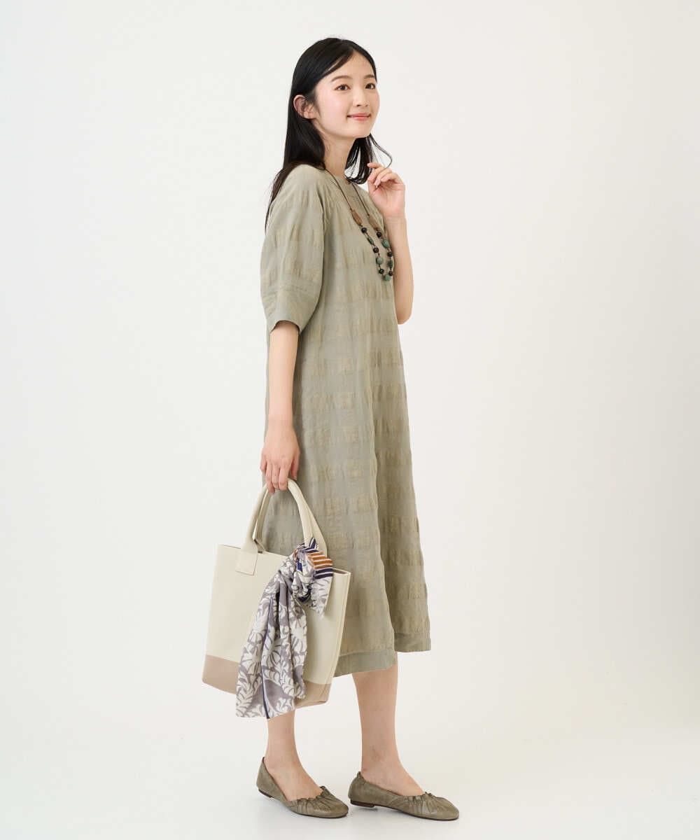 NGEGE53490 GIANNI LO GIUDICE(ジャンニ ロ ジュディチェ) [洗える]シャドーチェックワンピース ベージュ