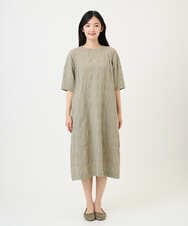 NGEGE53490 GIANNI LO GIUDICE(ジャンニ ロ ジュディチェ) [洗える]シャドーチェックワンピース ベージュ