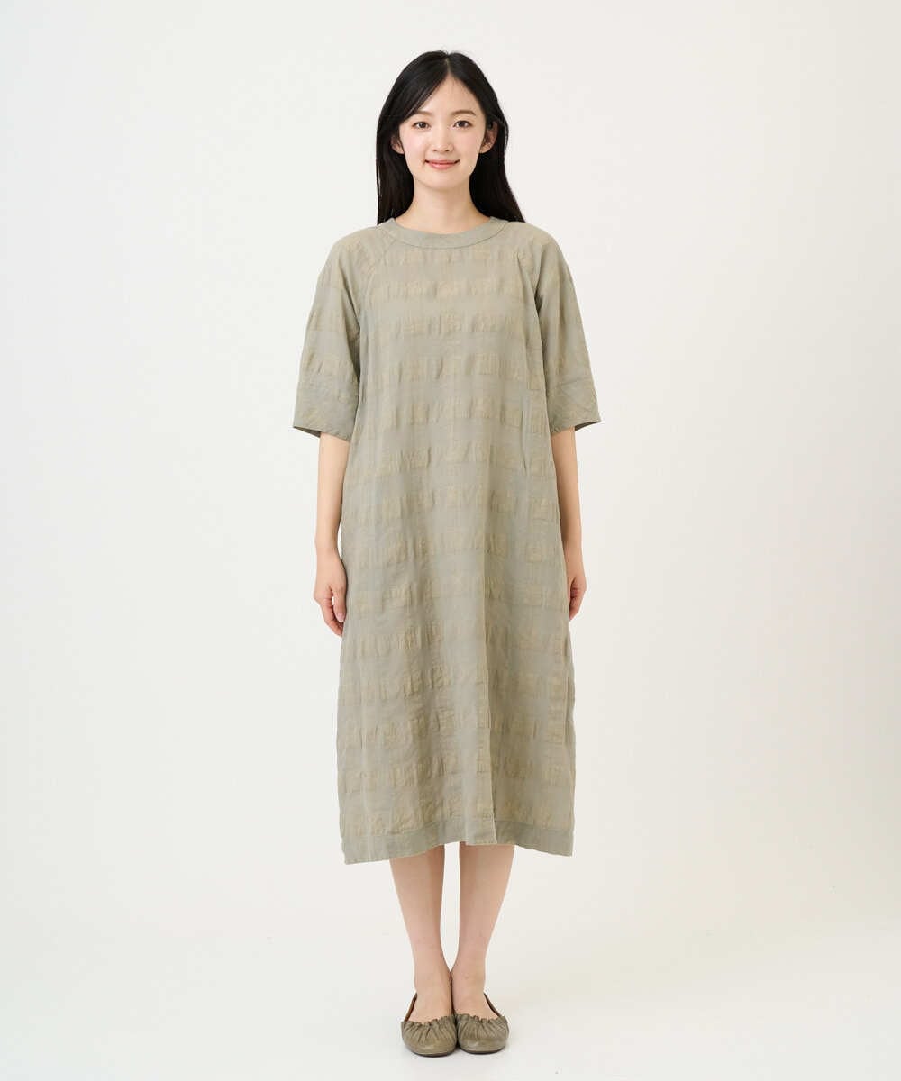 NGEGE53490 GIANNI LO GIUDICE(ジャンニ ロ ジュディチェ) [洗える]シャドーチェックワンピース ベージュ