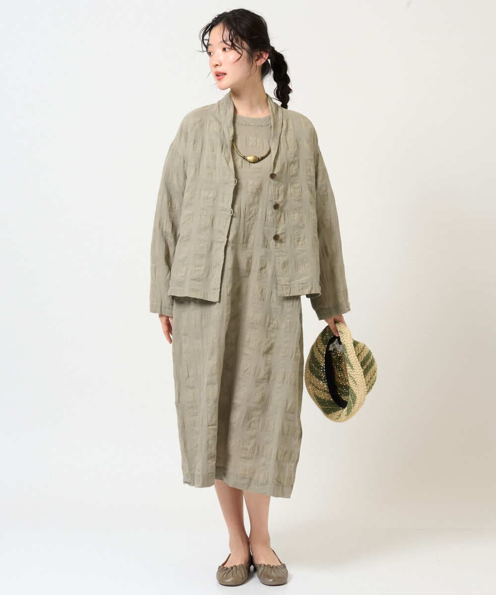 NGEGE53490 GIANNI LO GIUDICE(ジャンニ ロ ジュディチェ) [洗える]シャドーチェックワンピース ベージュ