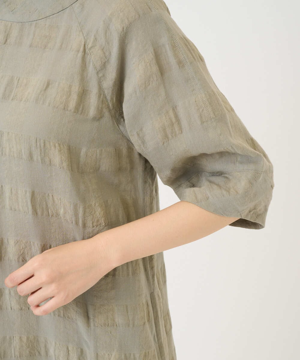 NGEGE53490 GIANNI LO GIUDICE(ジャンニ ロ ジュディチェ) [洗える]シャドーチェックワンピース ベージュ