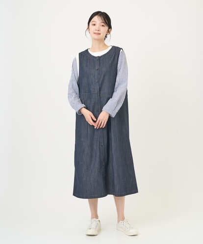 NGEGF20390  [洗える]スラブシャンブレーデニムジャンパースカート