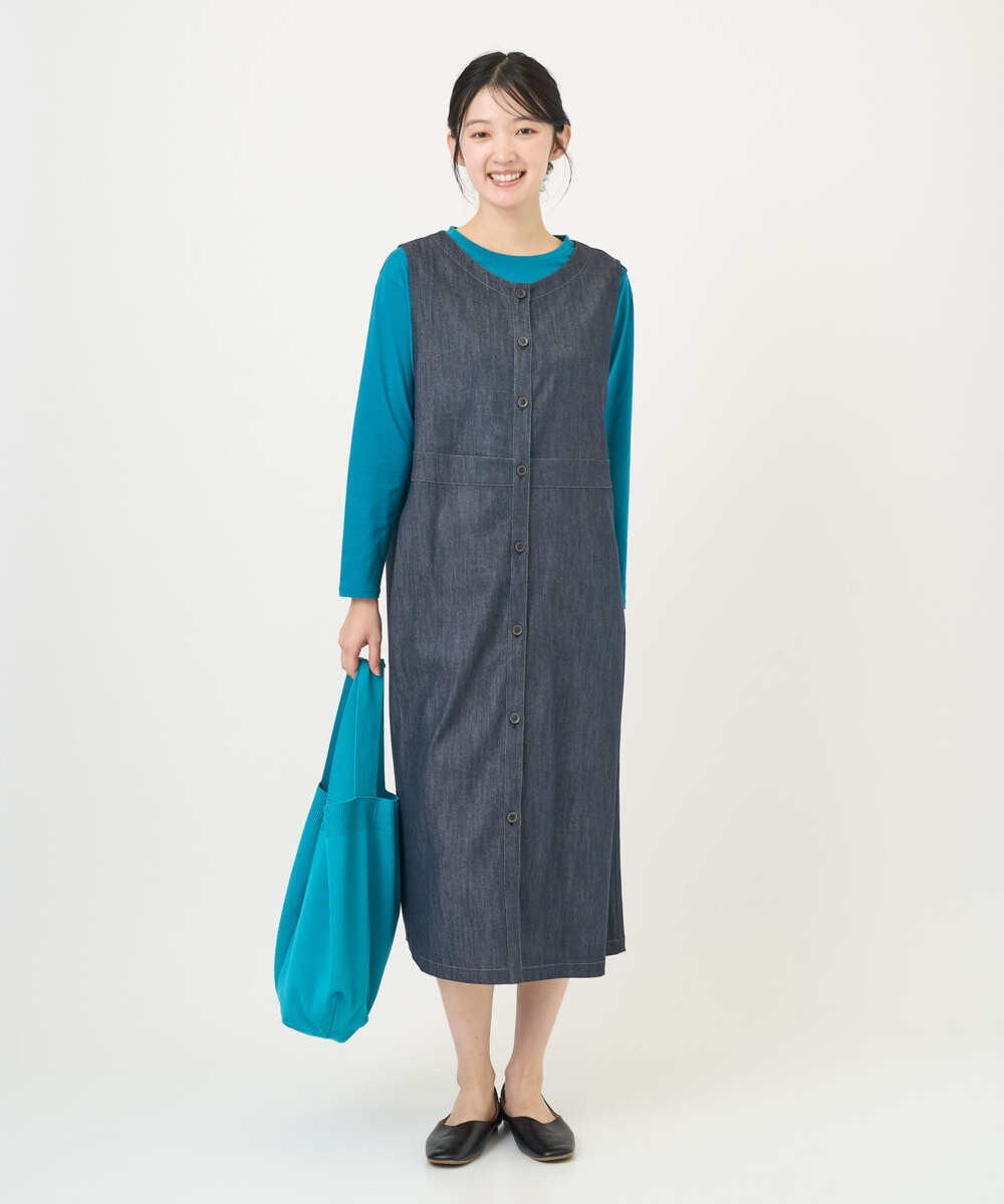 NGEGF20390 GIANNI LO GIUDICE(ジャンニ ロ ジュディチェ) [洗える]スラブシャンブレーデニムジャンパースカート ネイビー