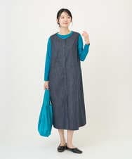 NGEGF20390 GIANNI LO GIUDICE(ジャンニ ロ ジュディチェ) [洗える]スラブシャンブレーデニムジャンパースカート ネイビー