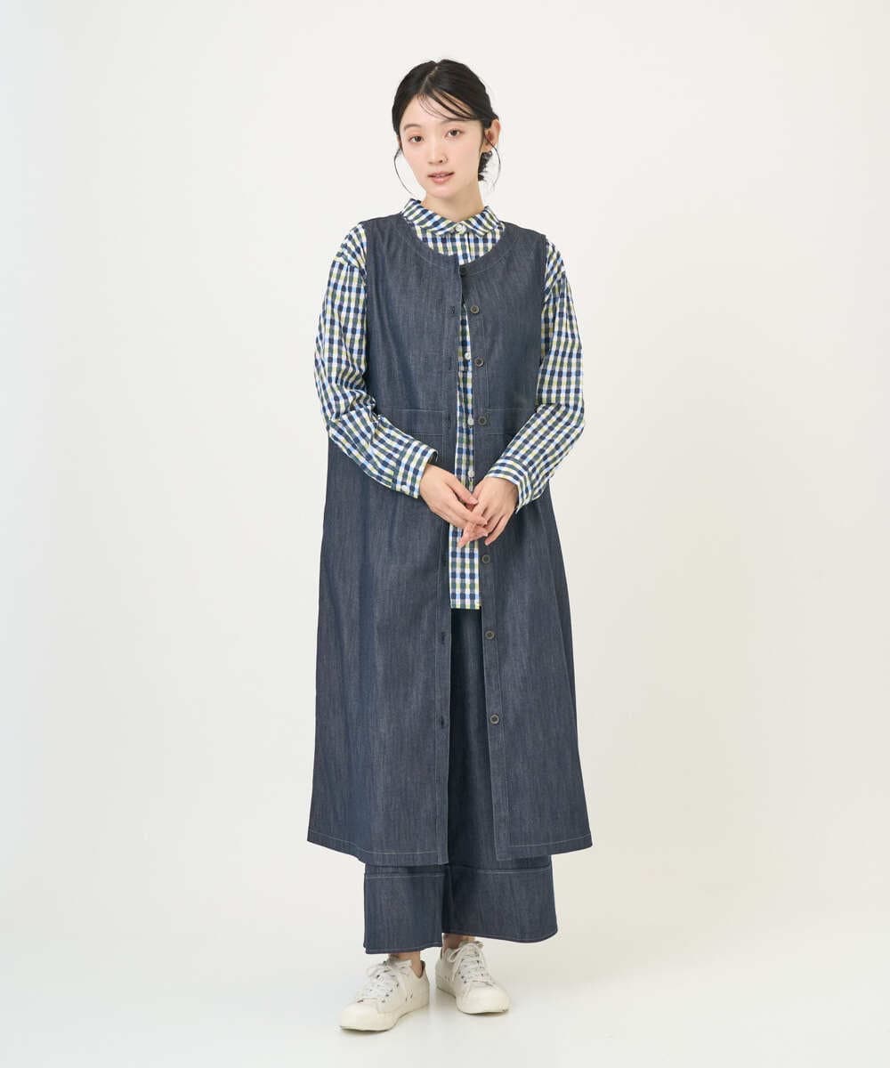 NGEGF20390 GIANNI LO GIUDICE(ジャンニ ロ ジュディチェ) [洗える]スラブシャンブレーデニムジャンパースカート ネイビー