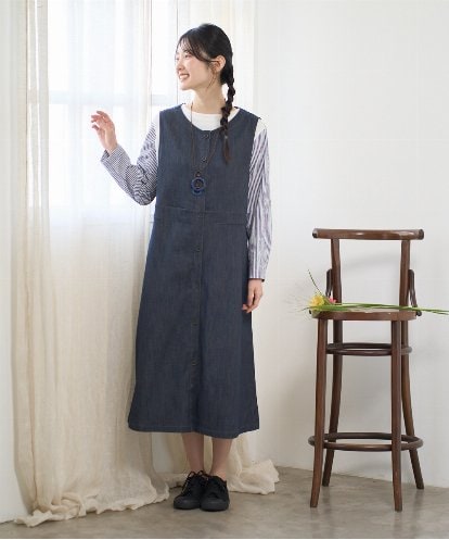 NGEGF20390 GIANNI LO GIUDICE [洗える]スラブシャンブレーデニムジャンパースカート