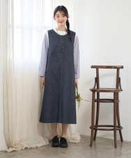 NGEGF20390 GIANNI LO GIUDICE(ジャンニ ロ ジュディチェ) [洗える]スラブシャンブレーデニムジャンパースカート ネイビー