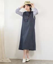 NGEGF20390 GIANNI LO GIUDICE(ジャンニ ロ ジュディチェ) [洗える]スラブシャンブレーデニムジャンパースカート ネイビー