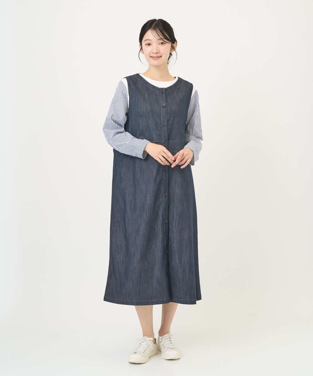 NGEGF20390 GIANNI LO GIUDICE(ジャンニ ロ ジュディチェ) [洗える]スラブシャンブレーデニムジャンパースカート ネイビー