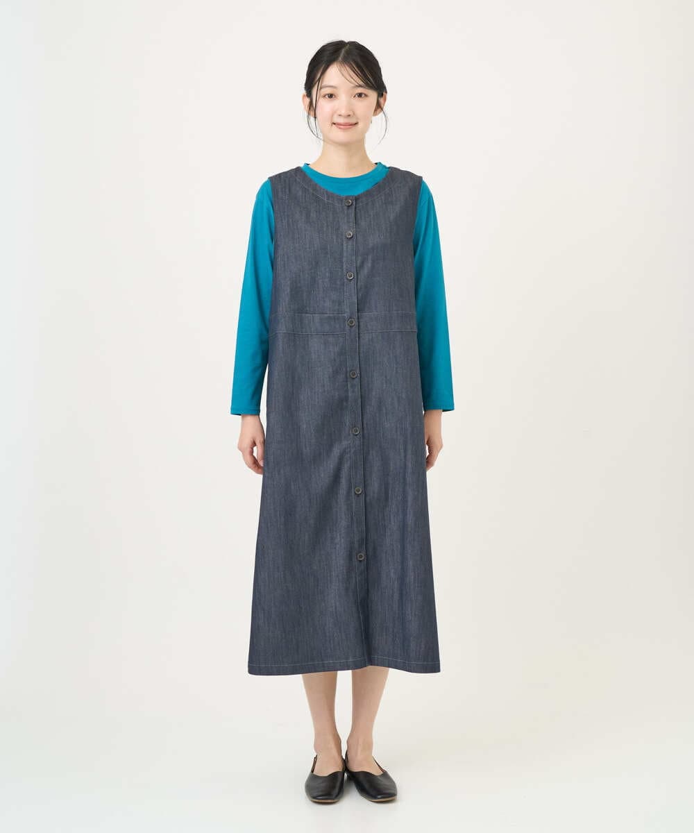 NGEGF20390 GIANNI LO GIUDICE(ジャンニ ロ ジュディチェ) [洗える]スラブシャンブレーデニムジャンパースカート ネイビー