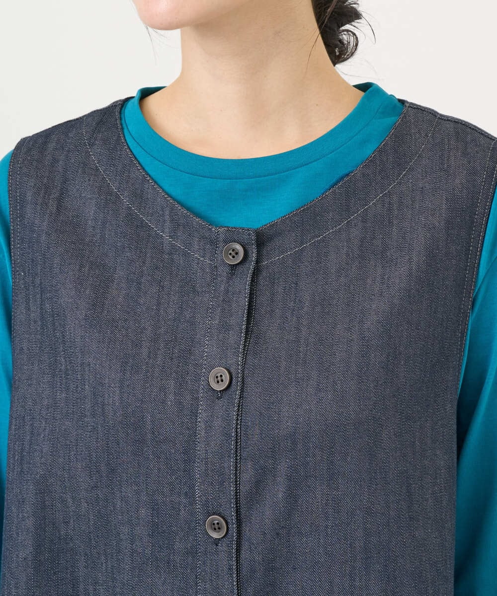 NGEGF20390 GIANNI LO GIUDICE(ジャンニ ロ ジュディチェ) [洗える]スラブシャンブレーデニムジャンパースカート ネイビー