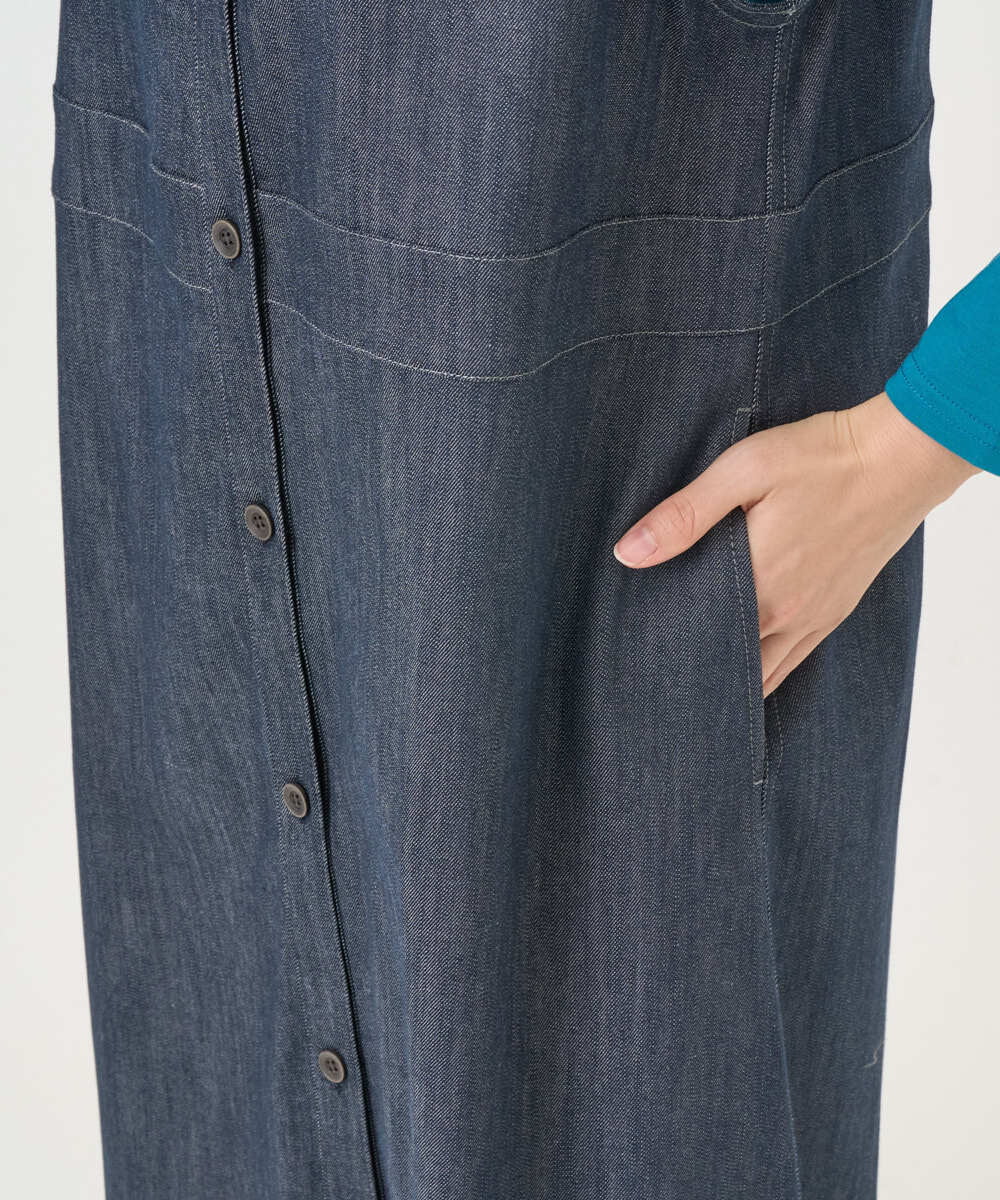 NGEGF20390 GIANNI LO GIUDICE(ジャンニ ロ ジュディチェ) [洗える]スラブシャンブレーデニムジャンパースカート ネイビー