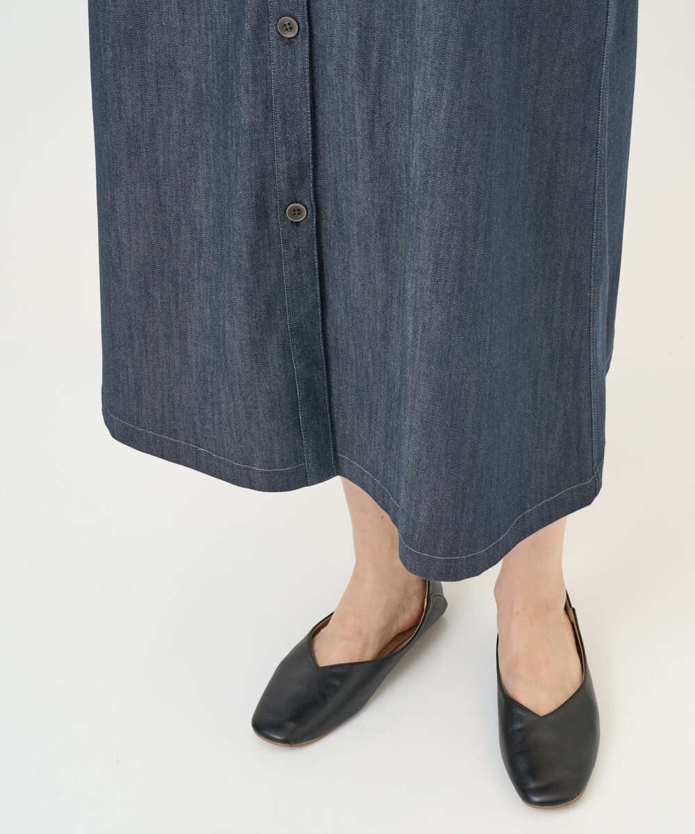 NGEGF20390 GIANNI LO GIUDICE(ジャンニ ロ ジュディチェ) [洗える]スラブシャンブレーデニムジャンパースカート ネイビー