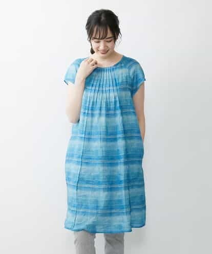 NGEGQ23260 GIANNI LO GIUDICE 【洗える】リネンブループリントチュニックワンピース